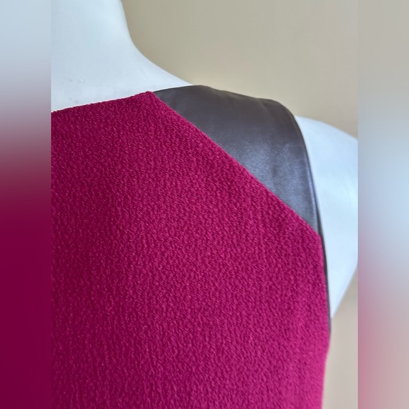 Anthropologie HD in Paris Berry Faux Leather Trim Ruffle Hem Sleeveless Sz 4 - Picture 4 of 15